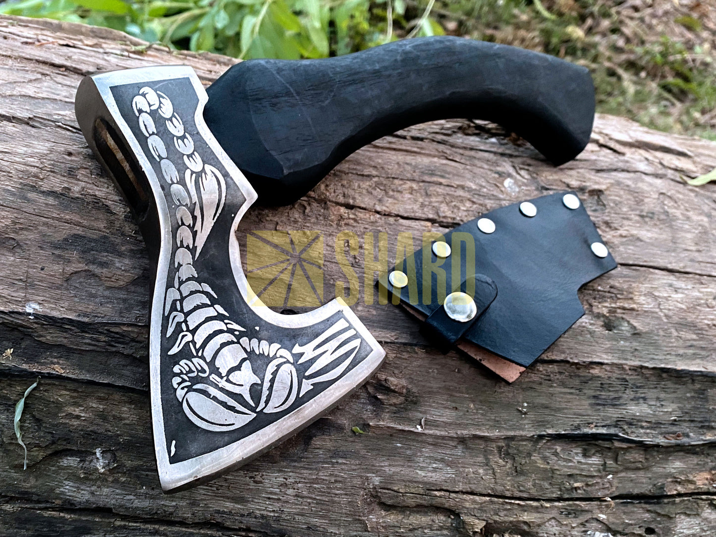 SHARD BLADE HAND FORGED Carbon Steel Battle Ready Throwing Axe Hatchet VIKING Axe +Sheath With Gifting Box - AX126