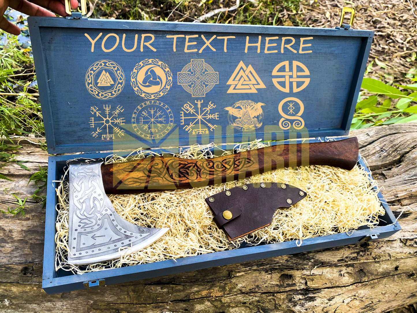 SHARD BLADE HAND FORGED Carbon Steel Battle Ready Throwing Axe Hatchet VIKING Axe +Sheath With Gifting Box - AX128