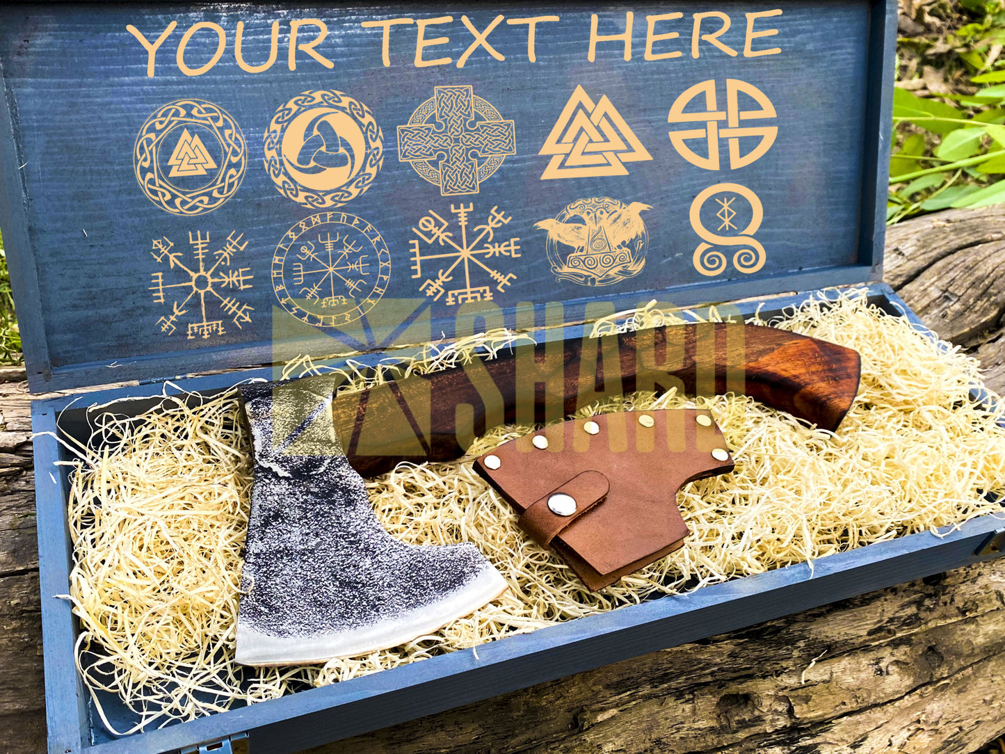 SHARD BLADE HAND FORGED Carbon Steel Battle Ready Throwing Axe Hatchet VIKING Axe +Sheath With Gifting Box - AX130