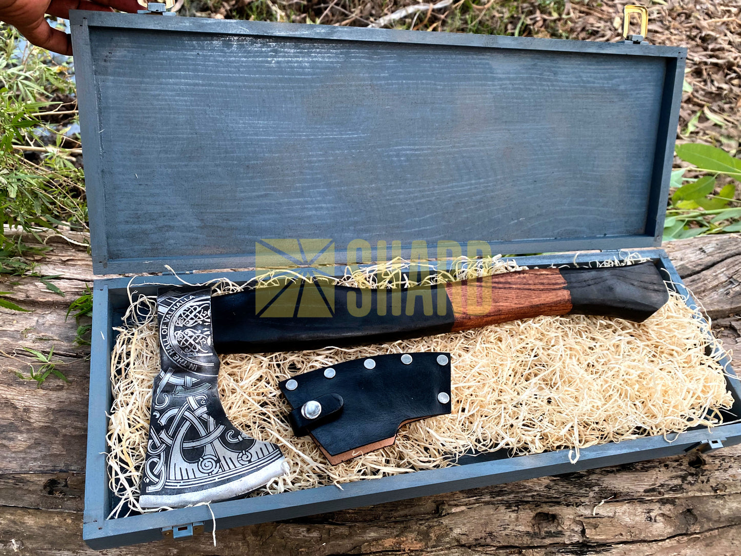 SHARD BLADE HAND FORGED Carbon Steel Battle Ready Throwing Axe Hatchet VIKING Axe +Sheath With Gifting Box - AX131
