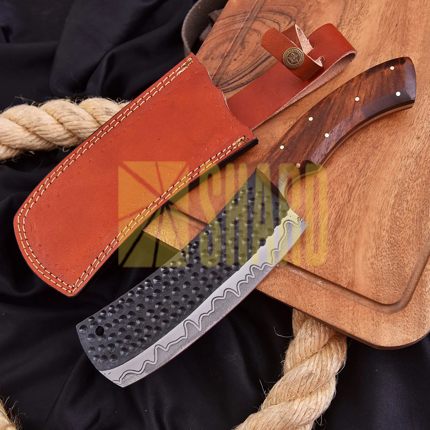 “The Ironwood Butcher” – 1095 Carbon Steel Cleaver Chef Knife by Shard Blade