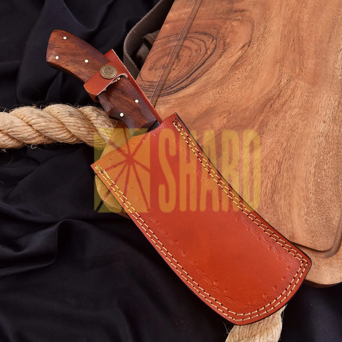 “The Ironwood Butcher” – 1095 Carbon Steel Cleaver Chef Knife by Shard Blade
