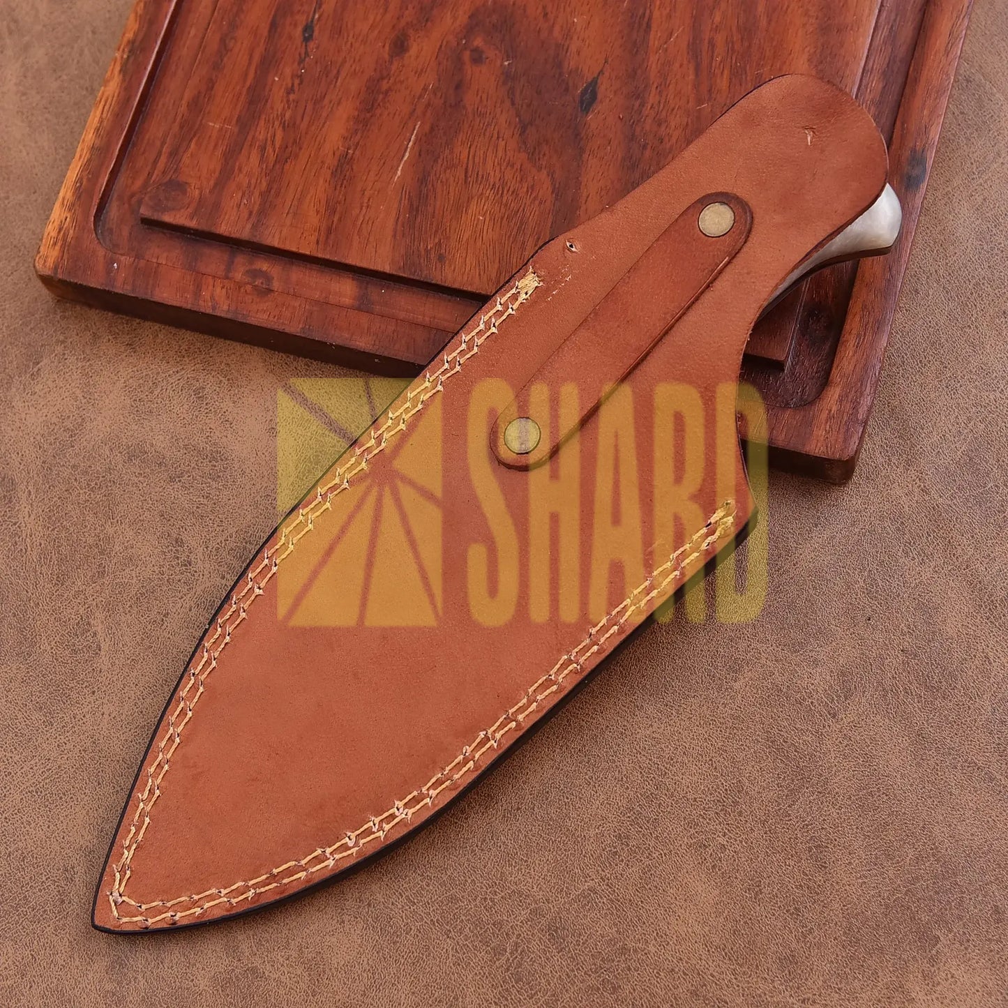 Shard Blade “Jester’s Fang” Halloween Cleaver/Skinner Knife – 1095 Carbon Steel with Mother of Pearl Acrylic Handle