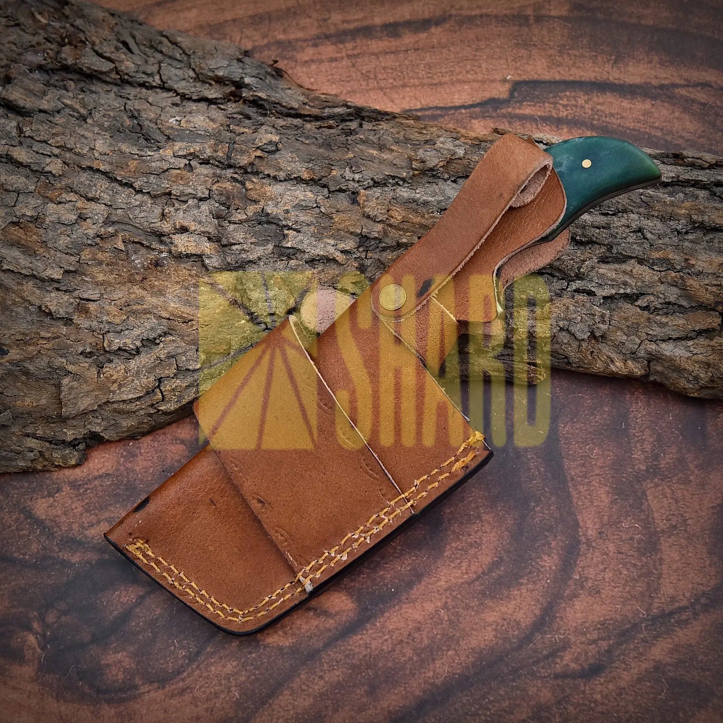 Shard Blade™ Greenhorn Rhino – Damascus Steel Culinary Cleaver with Green Bone Handle