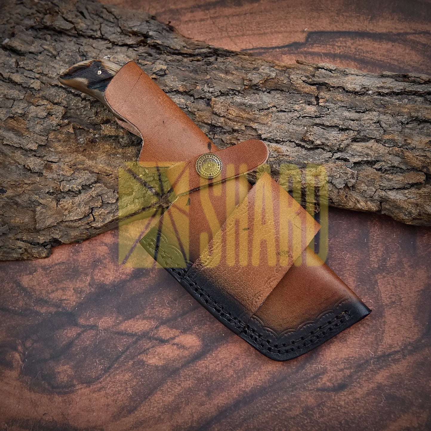 Shard Blade Rhino Tanto – 8’’ Handmade Custom Damascus Steel Cleaver with Natural Wood Handle
