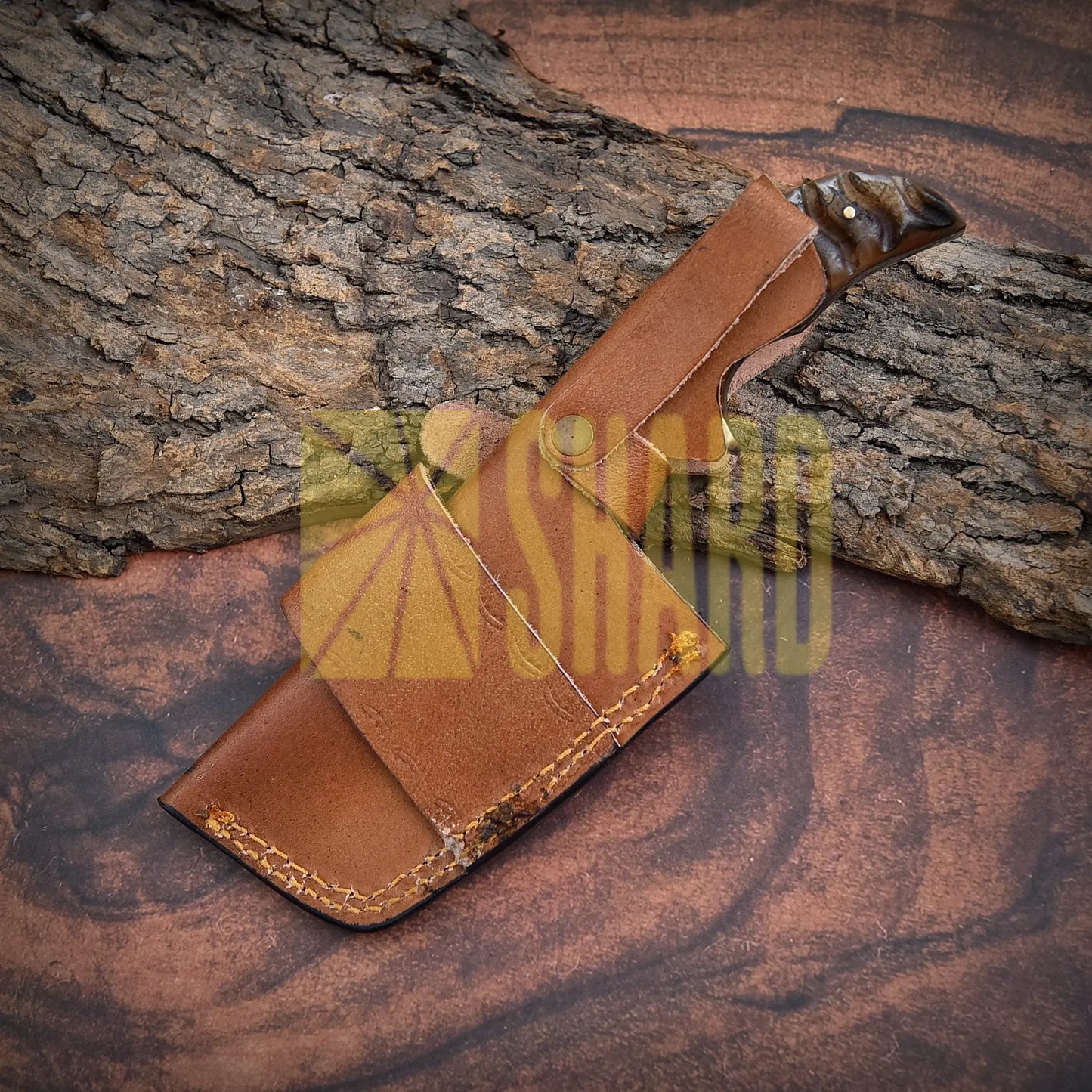 Shard Blade Rhino Tanto – 8’’ Handmade Custom Damascus Steel Cleaver with Natural Wood Handle