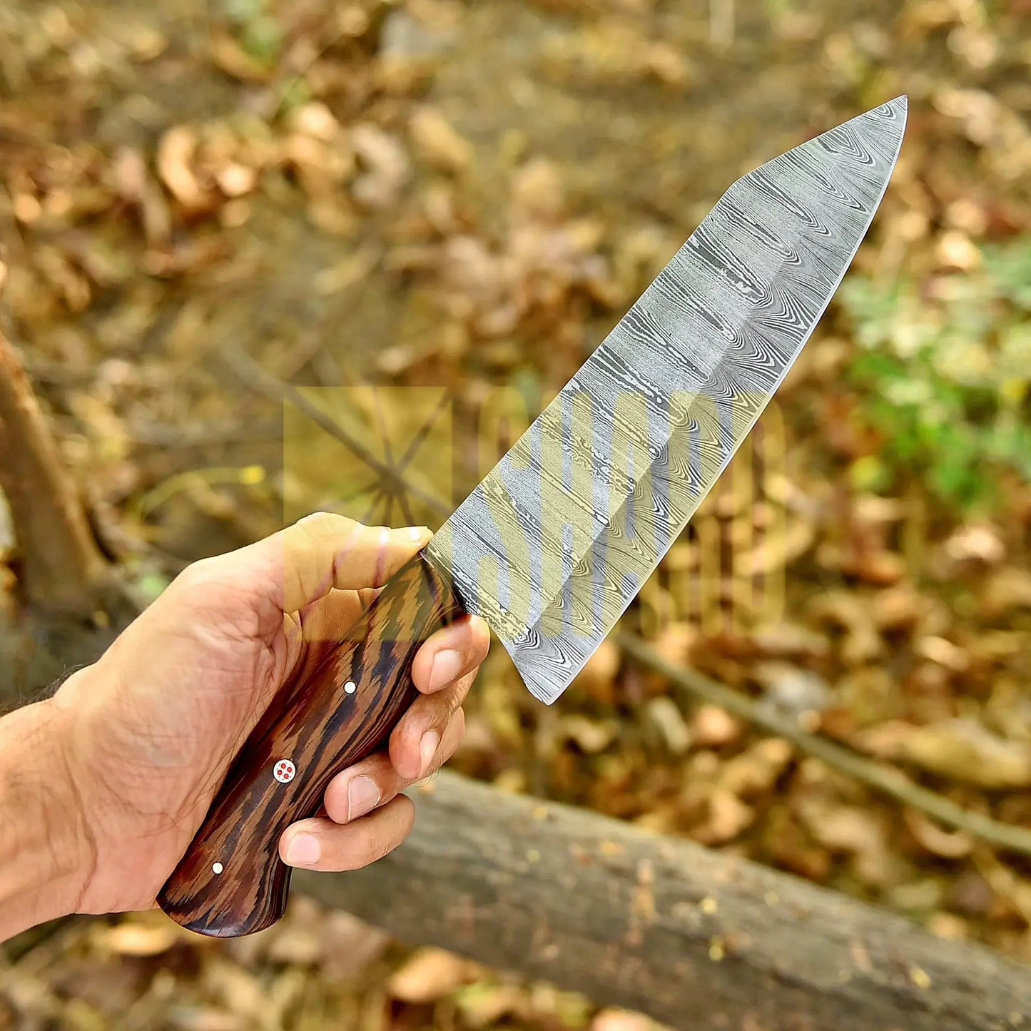 Shard Blade Titan – 12” Handmade Custom Damascus Steel Chef Knife with Natural Wood Handle