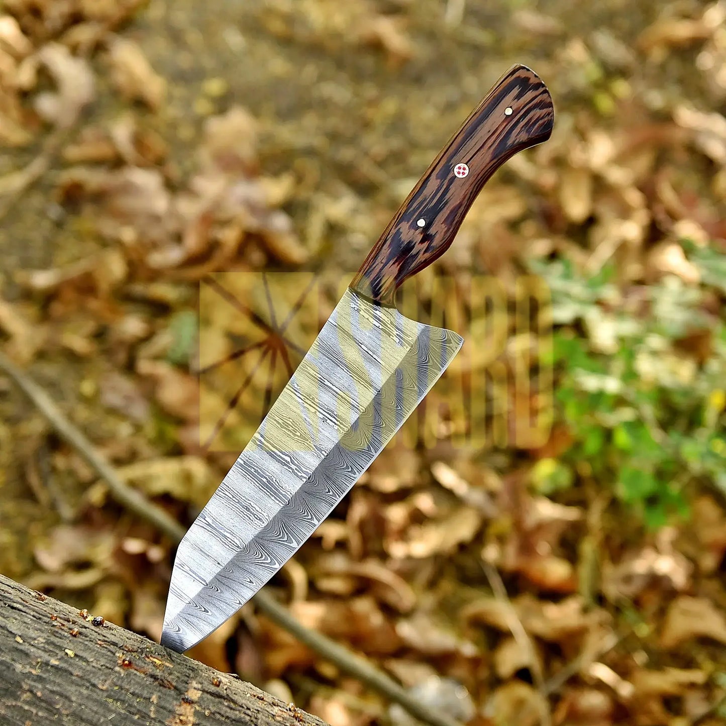 Shard Blade Titan – 12” Handmade Custom Damascus Steel Chef Knife with Natural Wood Handle
