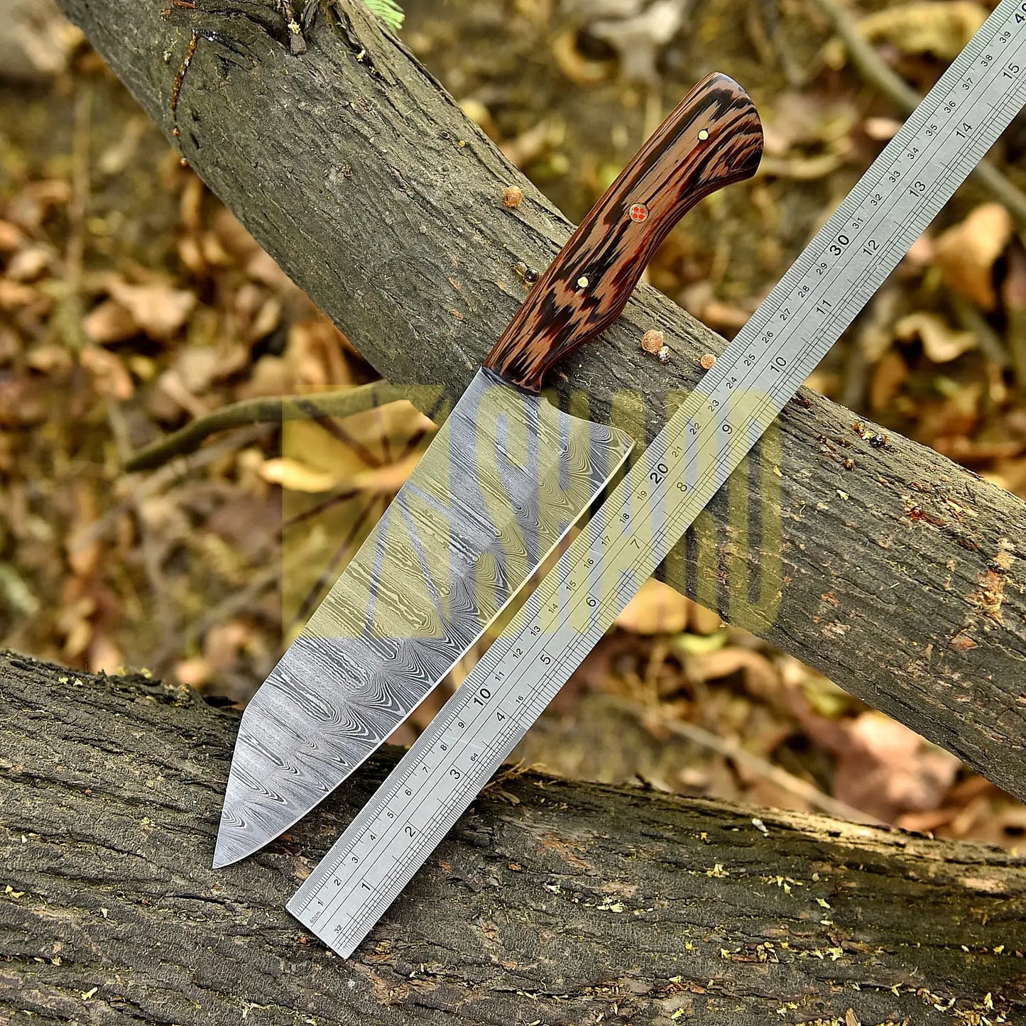 Shard Blade Titan – 12” Handmade Custom Damascus Steel Chef Knife with Natural Wood Handle