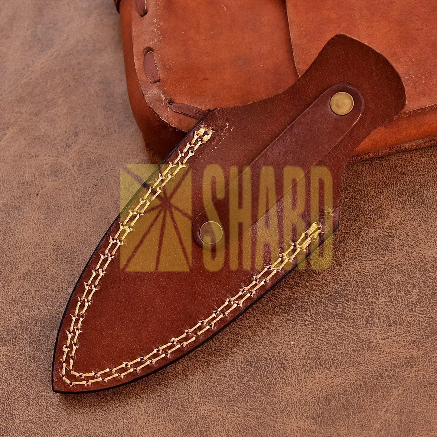 Hand-forged Damascus steel collectible with raindrop pattern and ruby red mixed resin handle – Eternal Raindrop gift piece