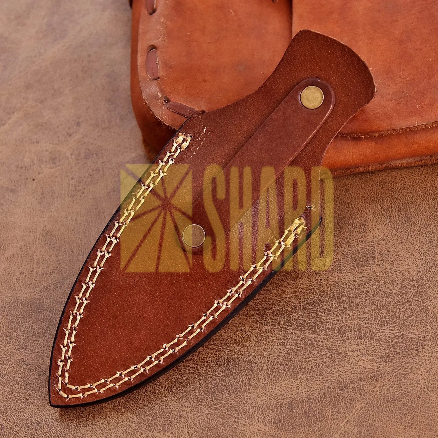 Hand-forged Damascus steel collectible with raindrop pattern and light blue resin handle – Eternal Raindrop gift piece