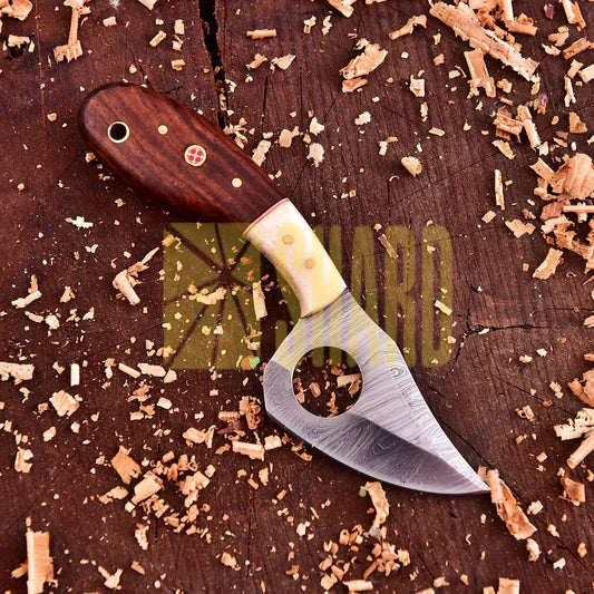 Damascus steel kitchen tool with Forestflare walnut handle and bone bolster – Forestflare by Shard Blade