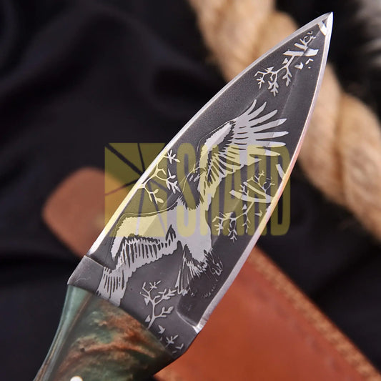 Hand-forged carbon steel collectible with woodland resin handle – American Eagle gift piece