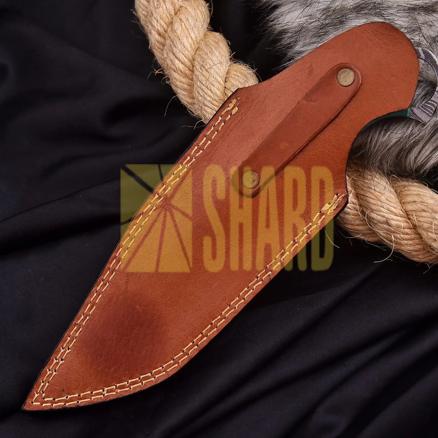Hand-forged Damascus steel collectible with raindrop pattern and sky blue Micarta handle – Raindrop Mini gift piece
