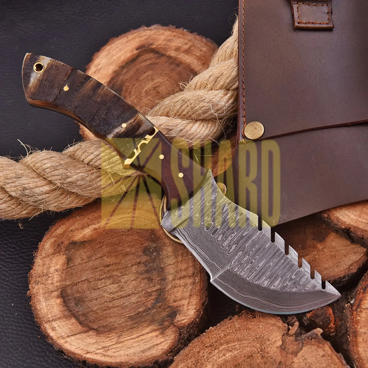 Starlight Voyager Damascus steel collectible with rosewood bolster and stag handle