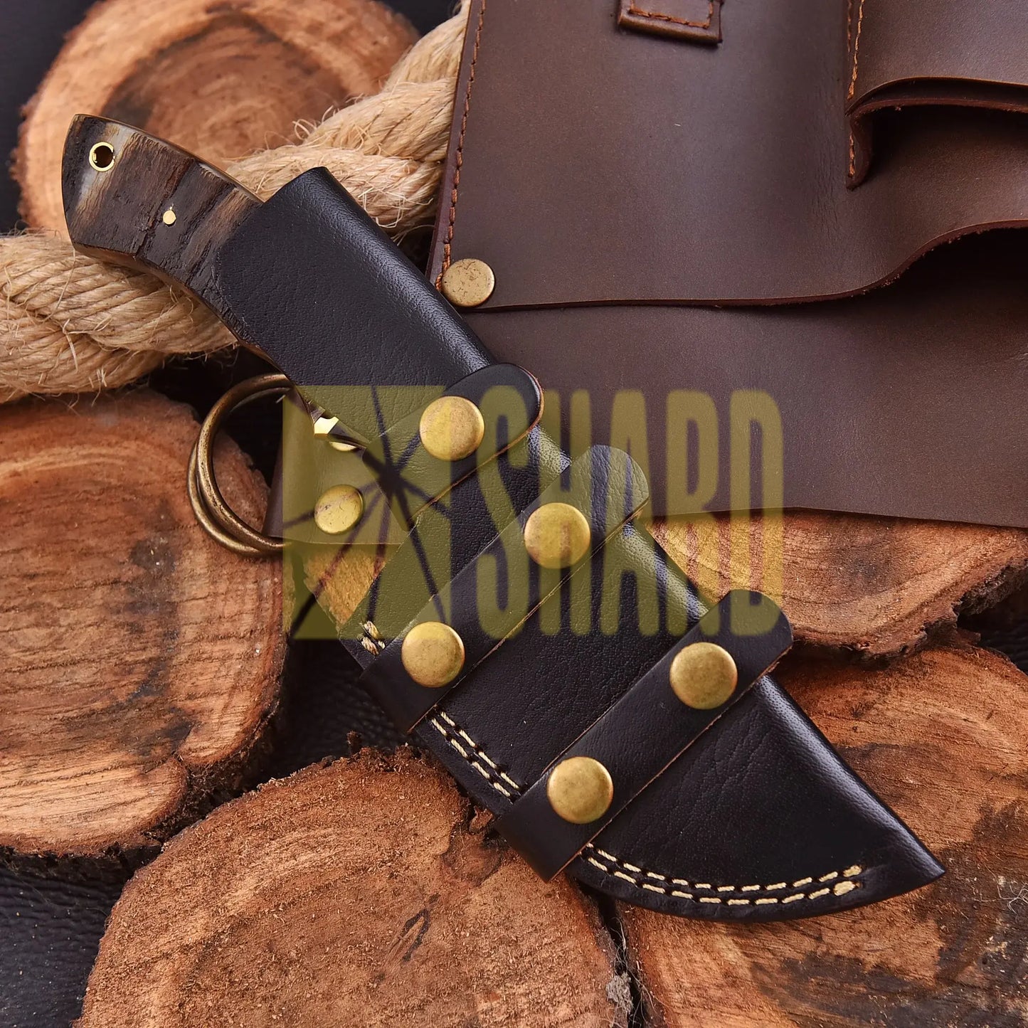Starlight Voyager Damascus steel collectible with rosewood bolster and stag handle