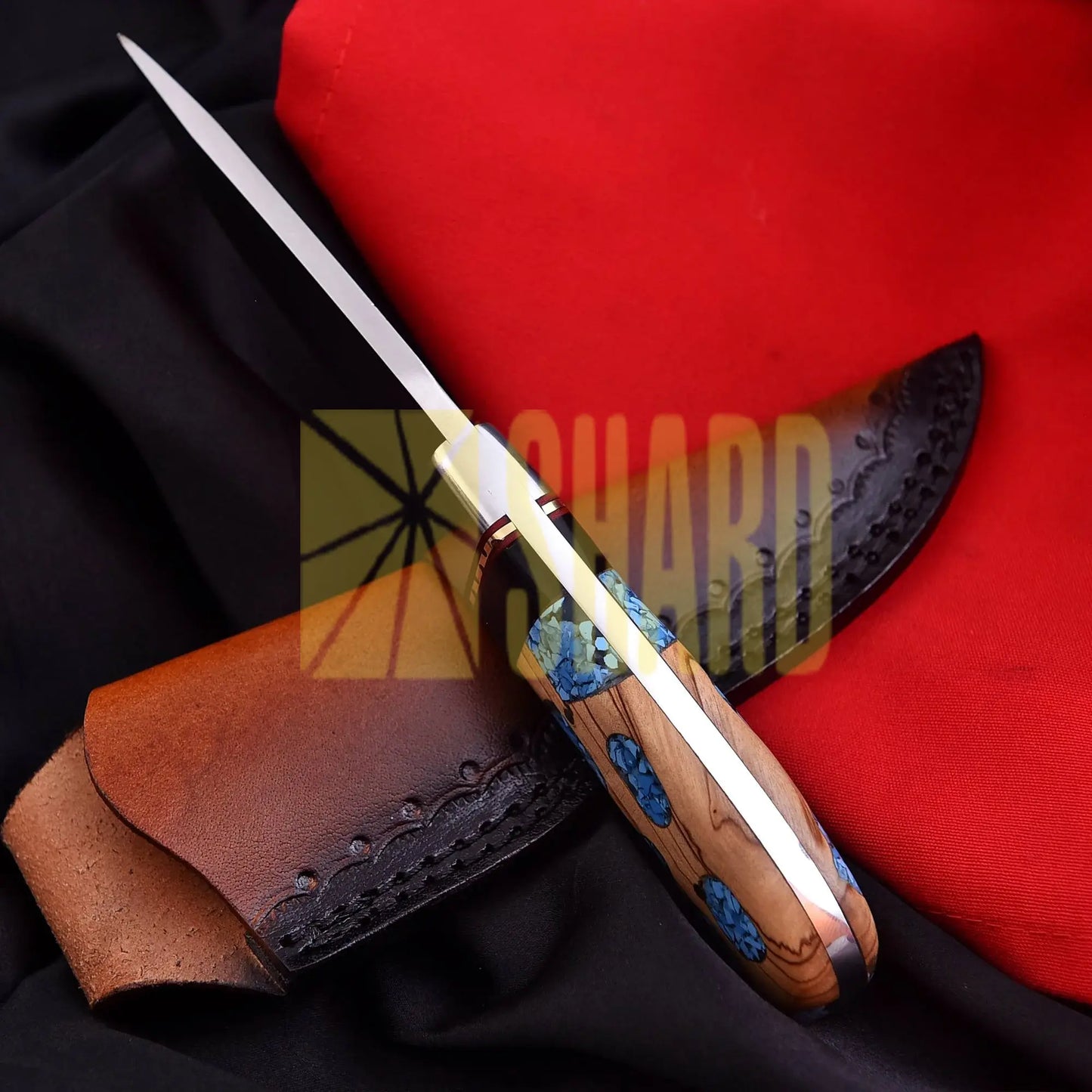 Trailborn – Hand-Forged Outdoor Custom J2 Steel Skinner Blade with Leather Carrying Case | Perfect Gift for Family & Outdoor Adventurers