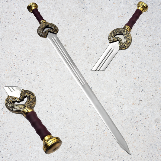SHARDBLADE Herugrim Sword Battle Forged Edition Lord of The Rings | Full Tang Construction | Solid Brass Guard & Pommel | Leather-Wrapped Grip