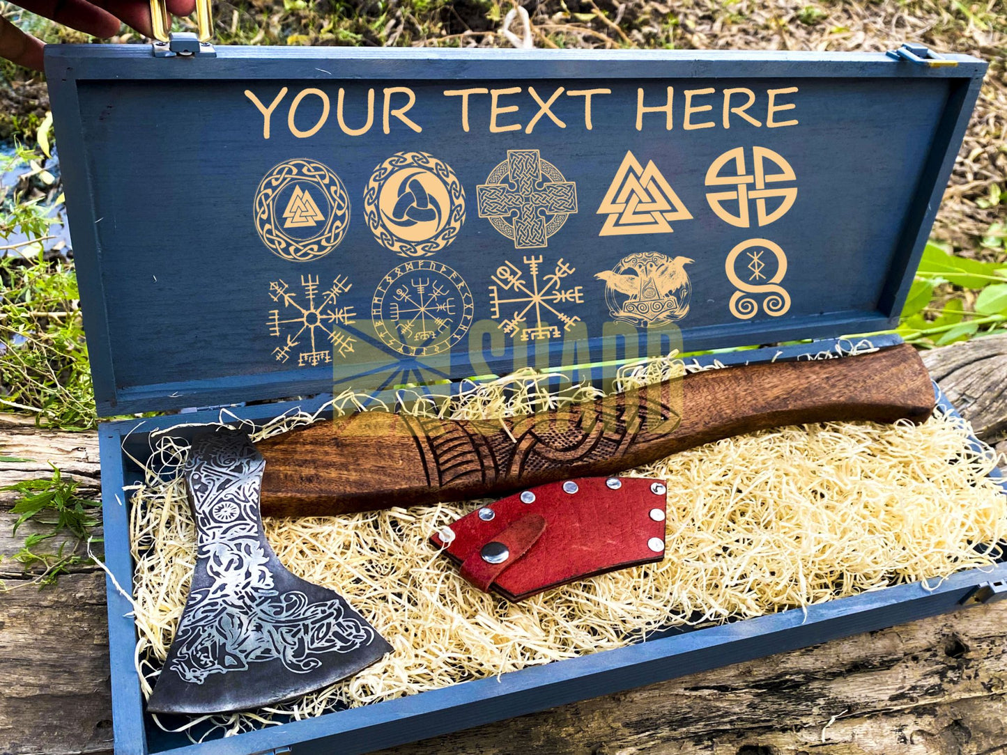 SHARD BLADE HAND FORGED Carbon Steel Hatchet VIKING Axe Battle Ready Throwing Axe +Sheath With Gifting Box - AX121