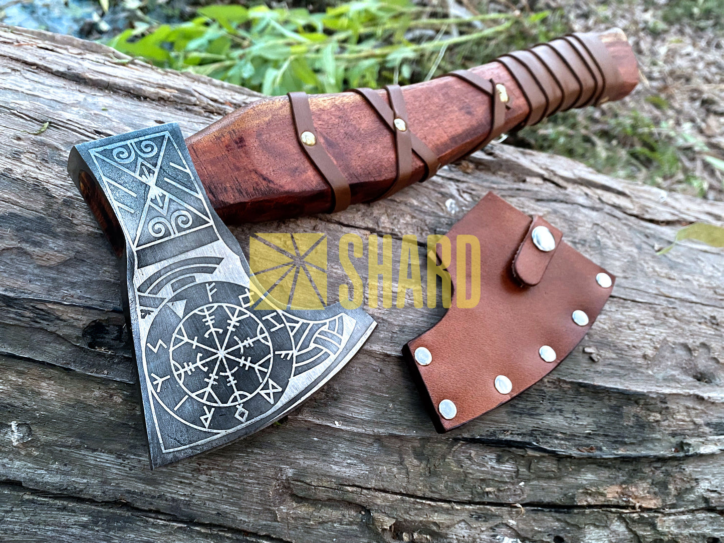 SHARD BLADE HAND FORGED Carbon Steel Battle Ready Throwing Axe Hatchet VIKING Axe +Sheath With Gifting Box - AX124