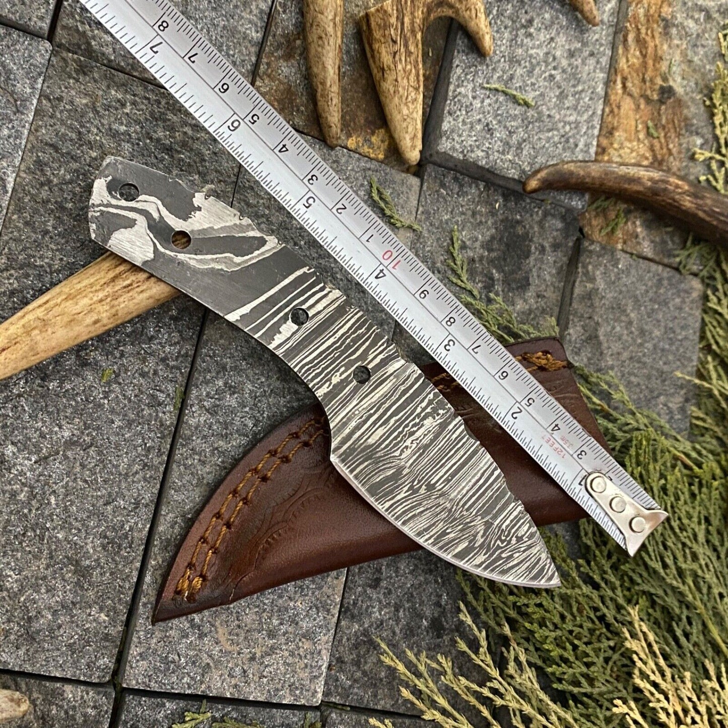 SHARD CUSTOM HAND FORGED DAMASCUS STEEL HUNTING FULL TANG BLANK BLADE KNIFE