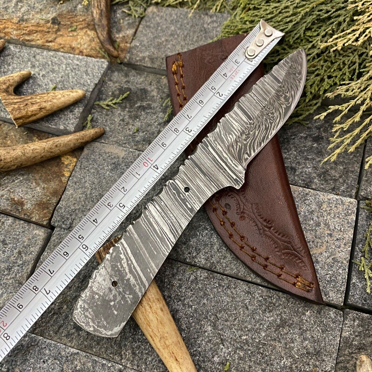 SHARD BLADCUSTOM HAND FORGED DAMASCUS STEEL SKINNER BLANK BLADE HUNTING KNIFE