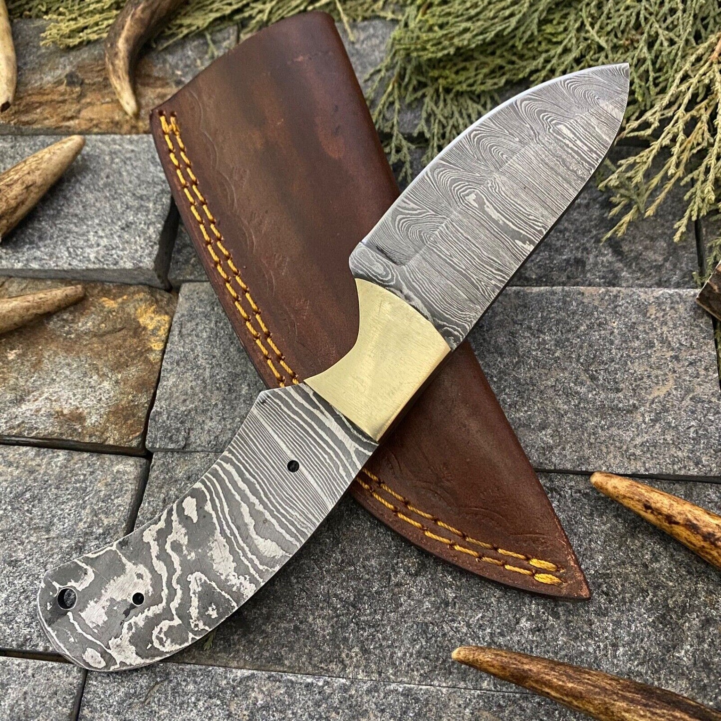 SHARD CUSTOM HAND FORGED DAMASCUS HUNTING BUSHCRAFT TANG BLANK BLADE KNIFE