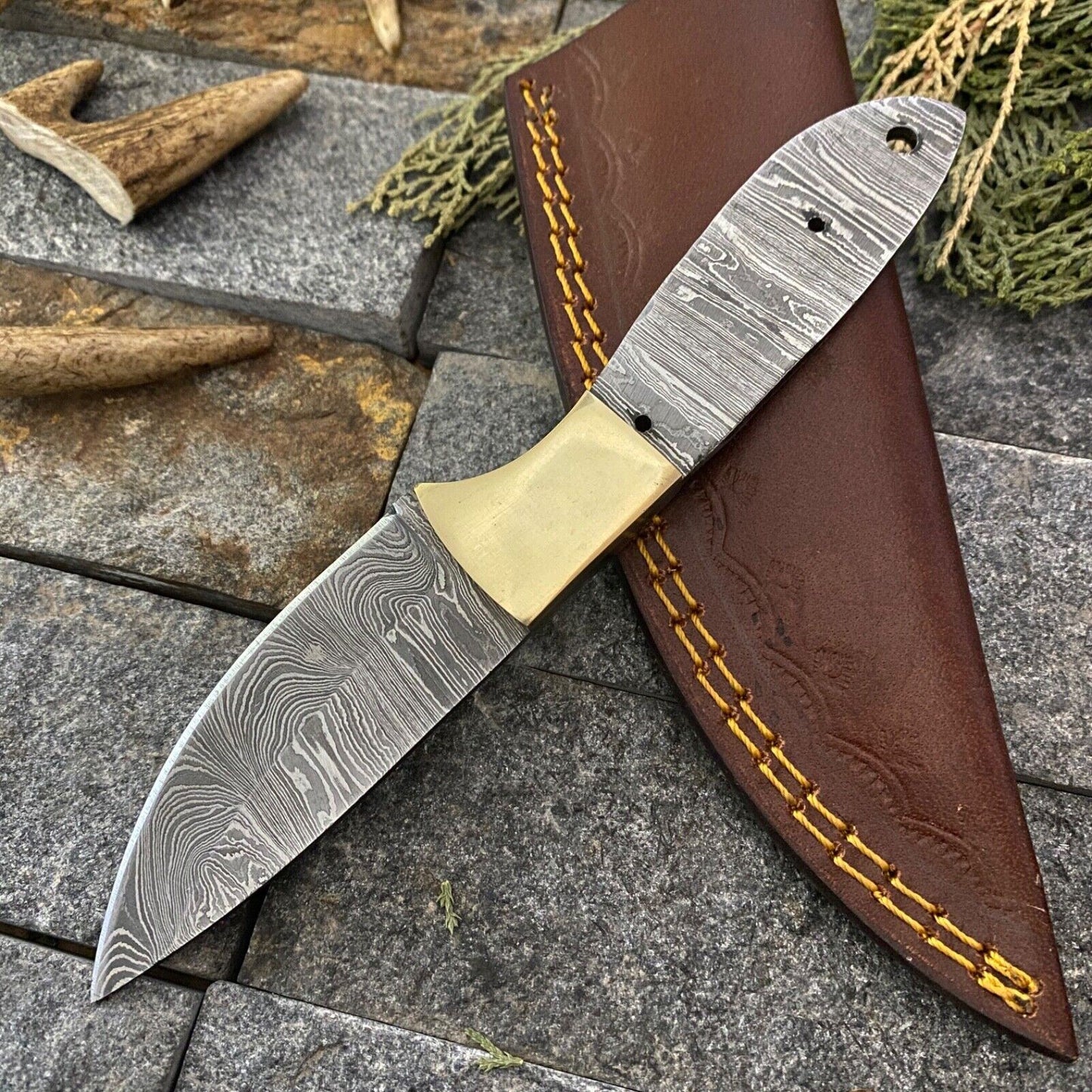SHARD CUSTOM HAND FORGED DAMASCUS BUSHCRAFT HUNTING FULL TANG BLANK BLADE KNIFE