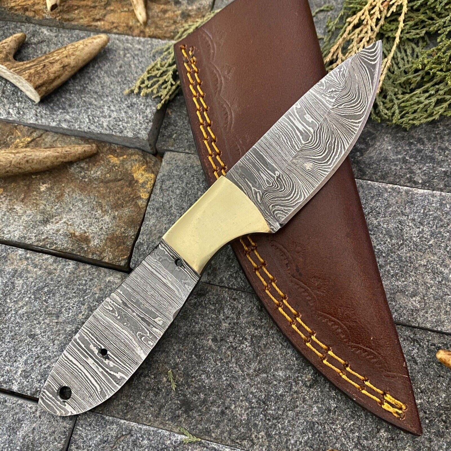 SHARD CUSTOM HAND FORGED DAMASCUS BUSHCRAFT HUNTING FULL TANG BLANK BLADE KNIFE