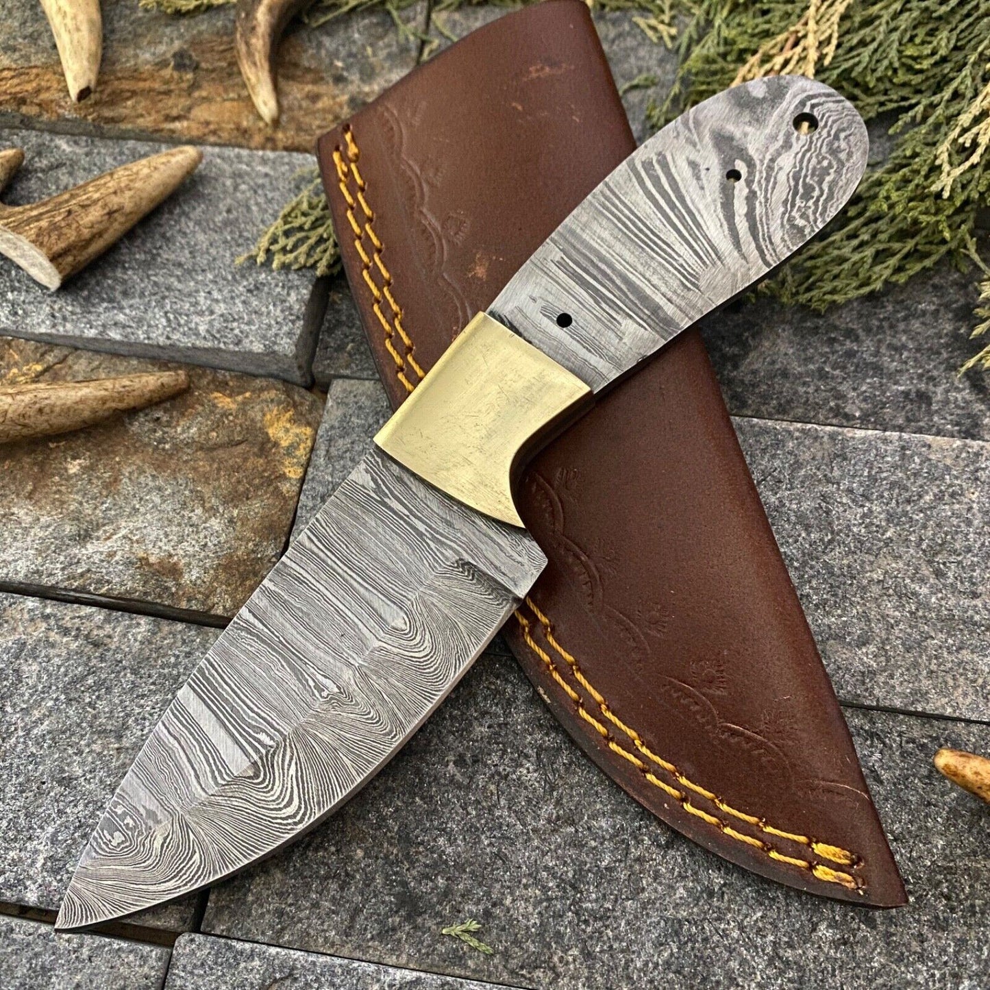 SHARD CUSTOM HAND FORGED DAMASCUS HUNTING FULL TANG BLANK BLADE SKINNER KNIFE