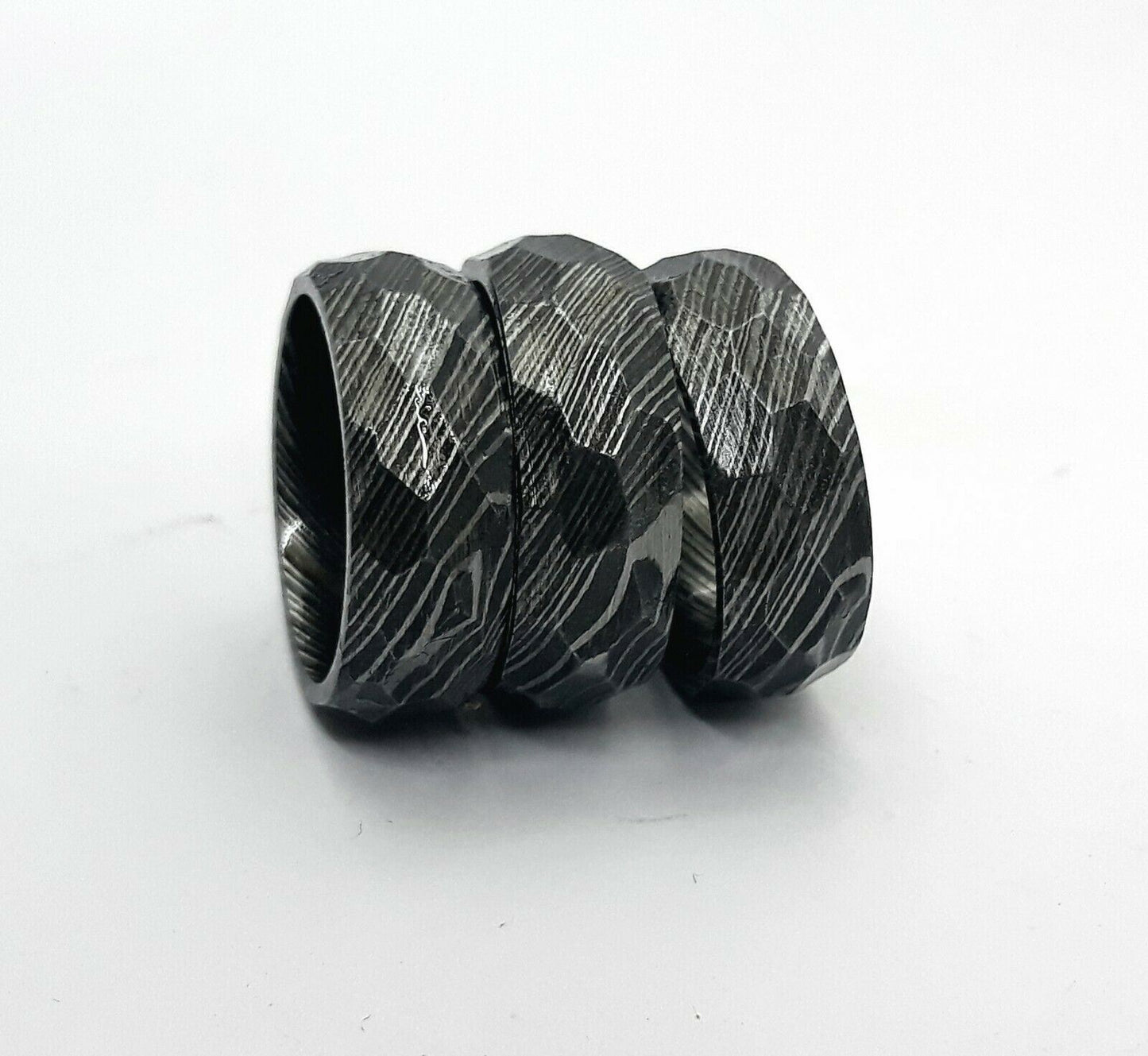 Handmade Damascus Steel Design Wedding Engagement Geometric Ring -Men's Jewelry