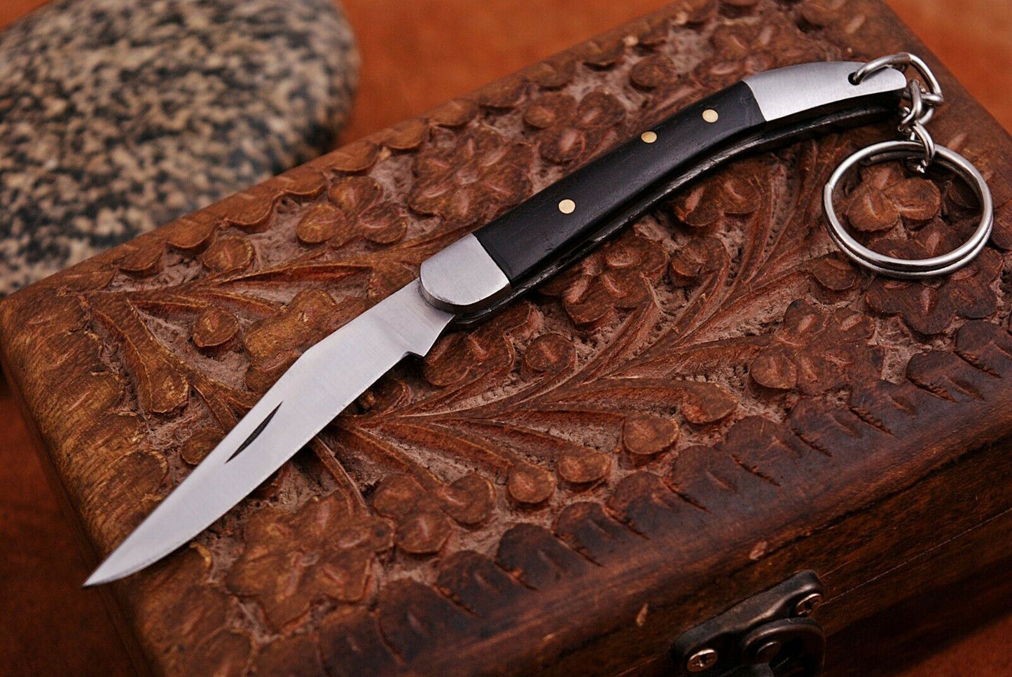 Texas Toothpick Handmade Stainless Steel key chain Knife "Rose Wood Handle"