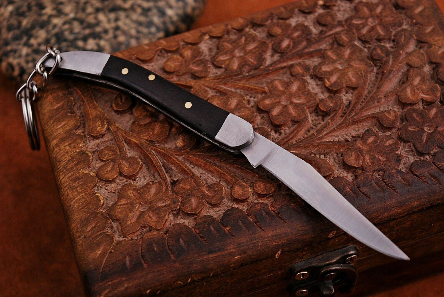 Texas Toothpick Handmade Stainless Steel key chain Knife "Rose Wood Handle"
