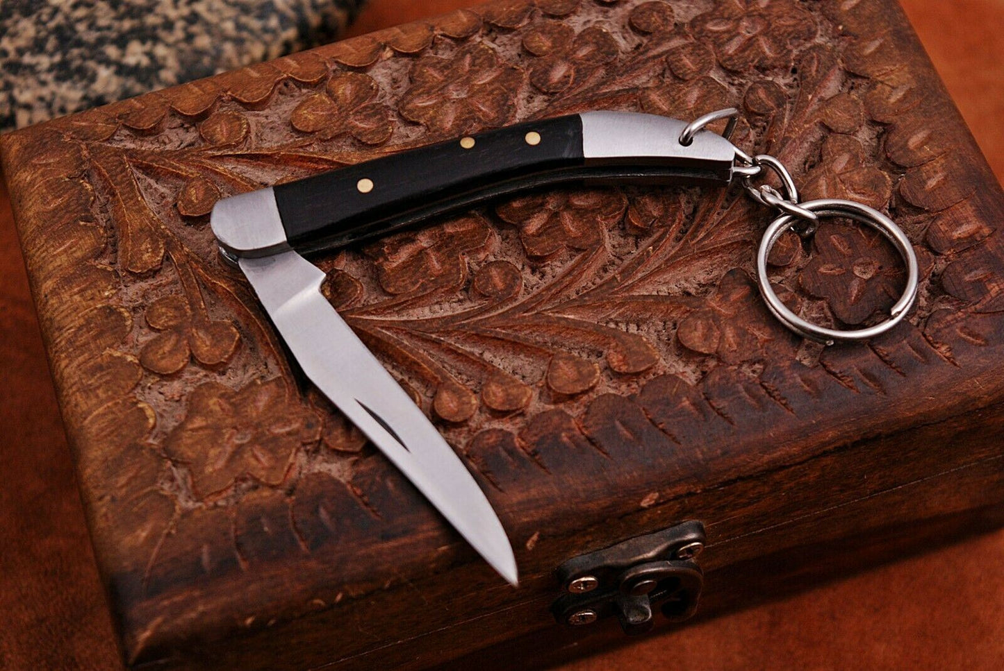 Texas Toothpick Handmade Stainless Steel key chain Knife "Rose Wood Handle"