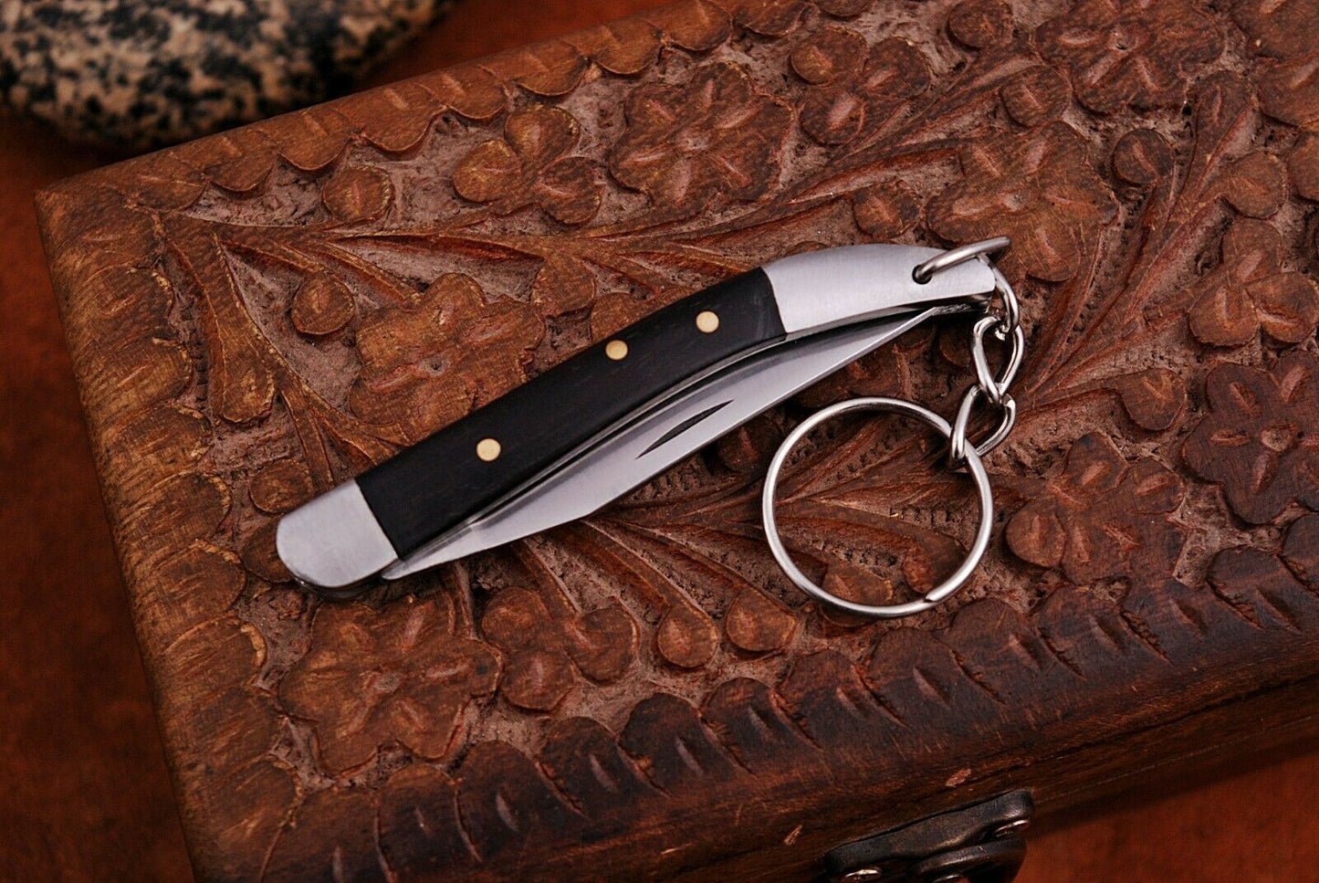Texas Toothpick Handmade Stainless Steel key chain Knife "Rose Wood Handle"