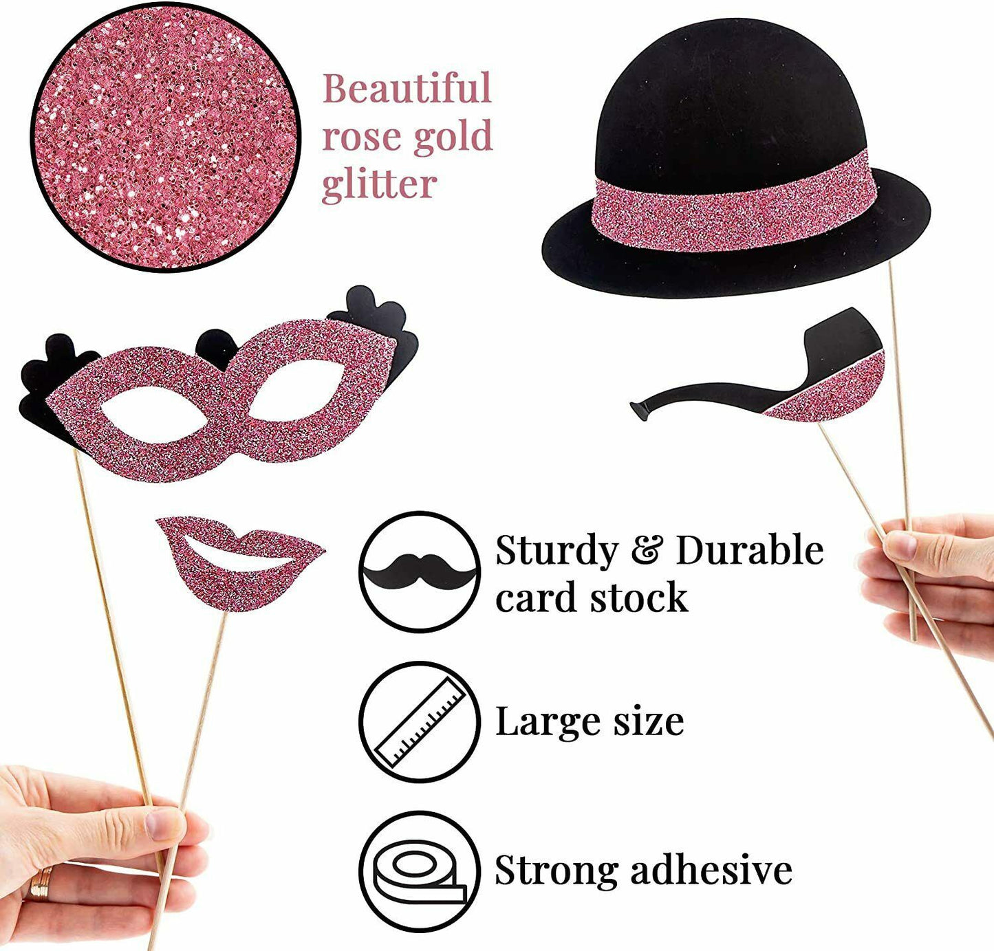 Photo Booth Props Gold Glitter 16 Pcs Photobooth Party Birthday,Graduation