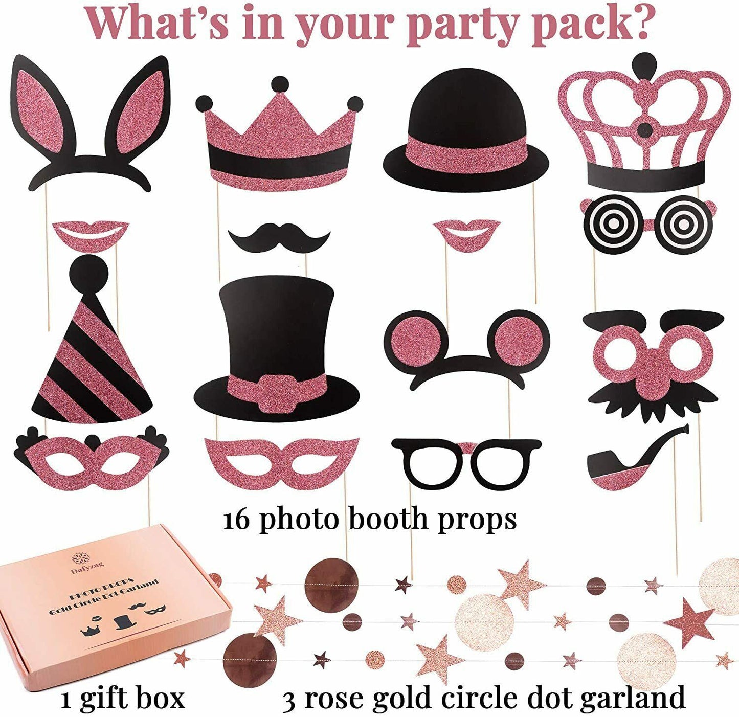 Photo Booth Props Gold Glitter 16 Pcs Photobooth Party Birthday,Graduation