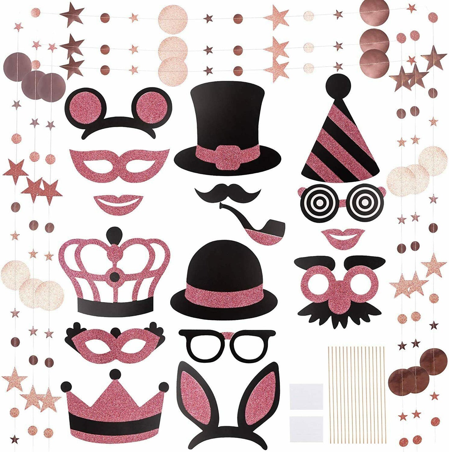 Photo Booth Props Gold Glitter 16 Pcs Photobooth Party Birthday,Graduation