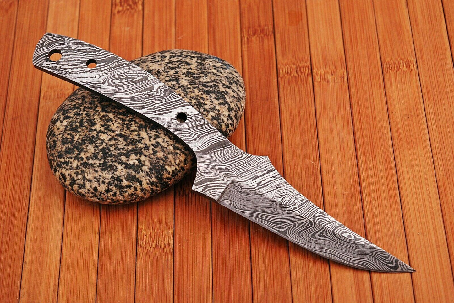 Hand Forged in Fire Damascus Steel Blank Blade Full Tang Skinner Knife Making