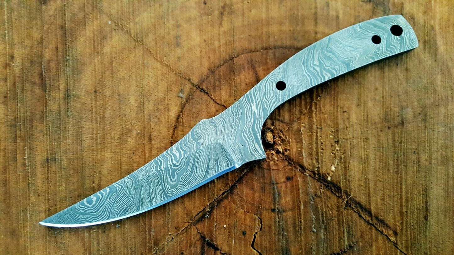 Hand Forged in Fire Damascus Steel Blank Blade Full Tang Skinner Knife Making
