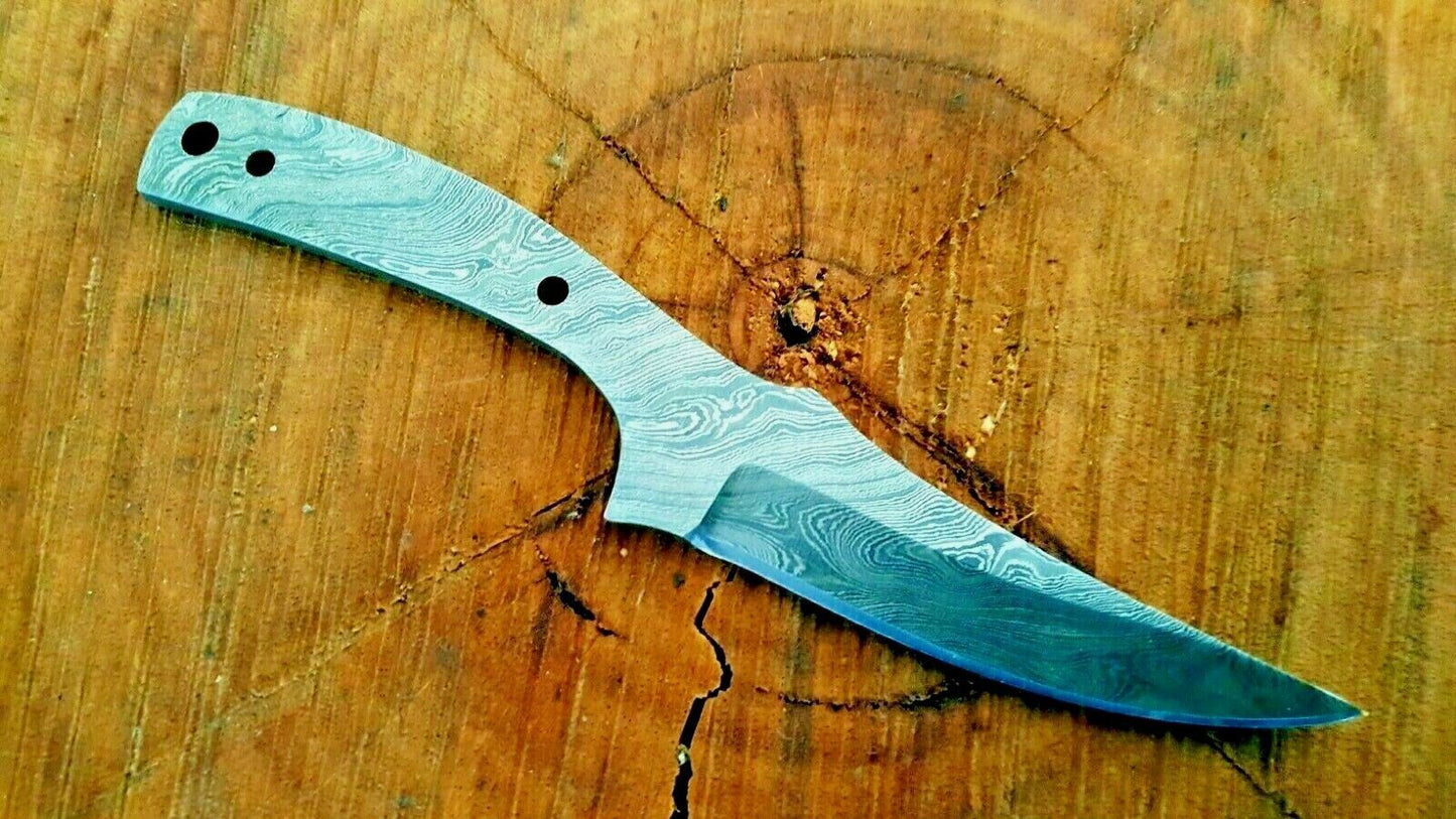 Hand Forged in Fire Damascus Steel Blank Blade Full Tang Skinner Knife Making