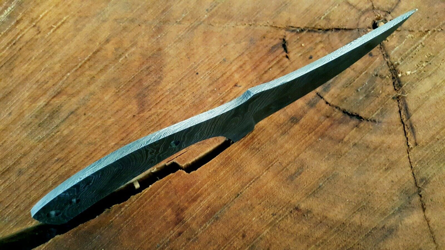 Hand Forged in Fire Damascus Steel Blank Blade Full Tang Skinner Knife Making