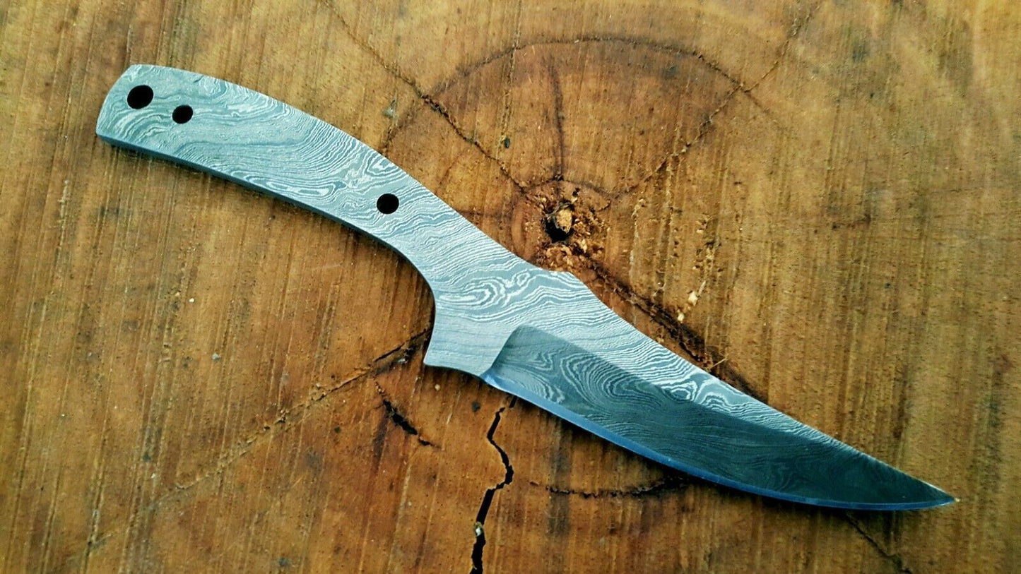 Hand Forged in Fire Damascus Steel Blank Blade Full Tang Skinner Knife Making