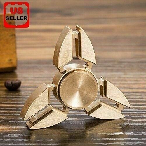 Tri Fidget Hand Spinner Triangle Brass Finger Toy EDC Focus ADHD Autism