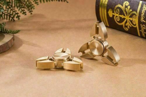 Tri Fidget Hand Spinner Triangle Brass Finger Toy EDC Focus ADHD Autism