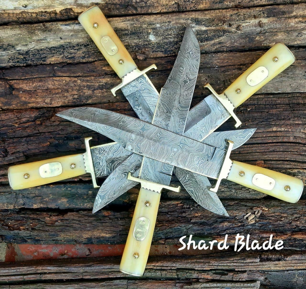 Lot of 5 Damascus Steel Bowie Knife 15" Hand Forged with Camel Bone Handle