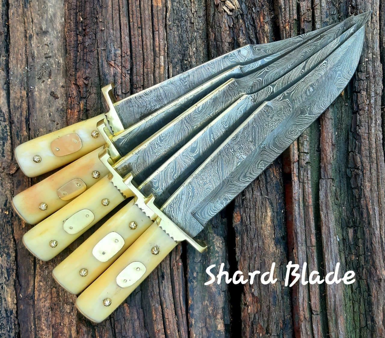 Lot of 5 Damascus Steel Bowie Knife 15" Hand Forged with Camel Bone Handle
