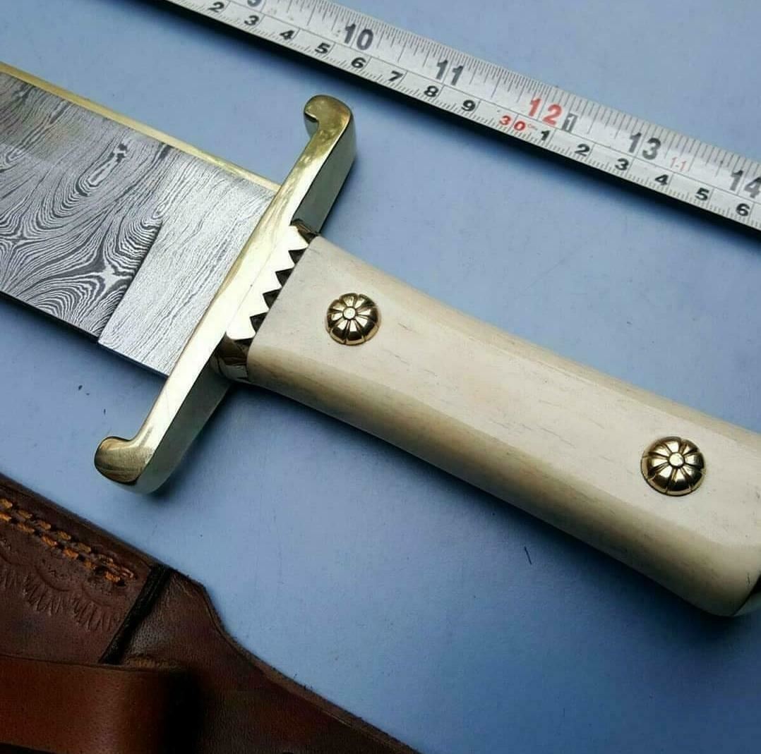 Lot of 5 Damascus Steel Bowie Knife 15" Hand Forged with Camel Bone Handle