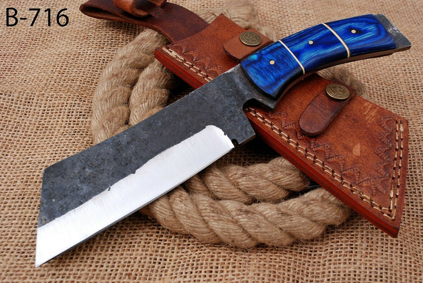 10" Custom Hand Forged Railroad High Carbon Steel Hunting Cleaver Knife (716)