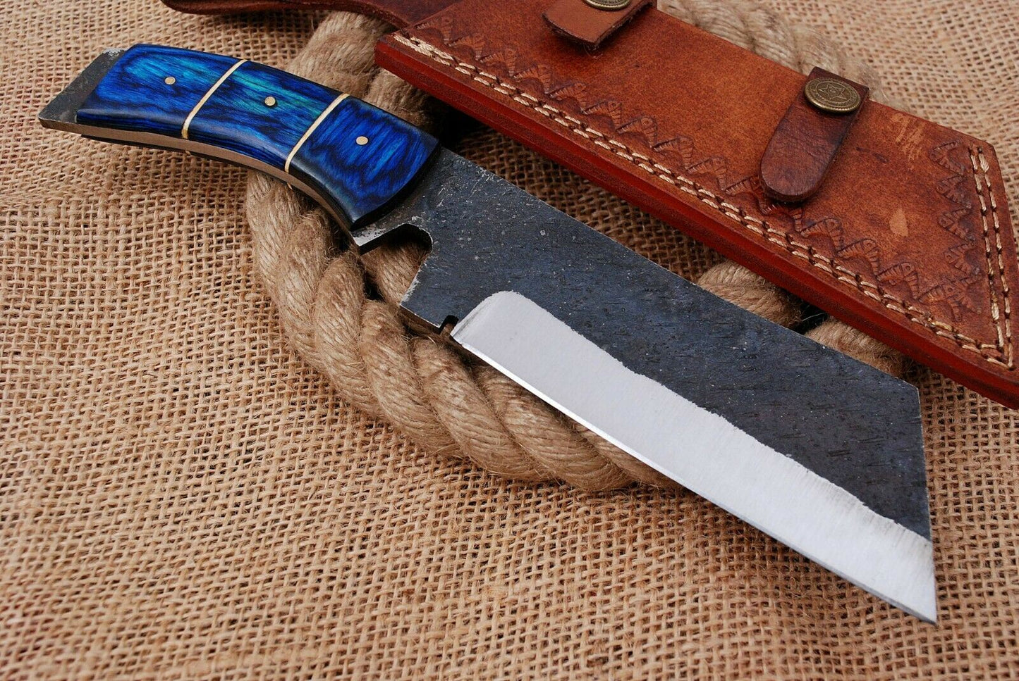 10" Custom Hand Forged Railroad High Carbon Steel Hunting Cleaver Knife (716)